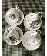Vintage Branded Fine Bone China Teacups and Saucers (4 sets ), Made in E... - $79.57 CAD