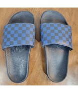 Vans Mens Slides 7 Blue Black Checkerboard Lightweight Casual Sandals - £19.82 GBP