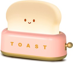 Cute Desk Decor Toaster Lamp LED Toast Bread Night Light Rechargeable an... - £25.99 GBP