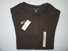 Sonoma Crewneck Long Sleeve Men Henley Thermal T-Shirt  Brown HTR Big &amp; Tall 2XB - £12.95 GBP