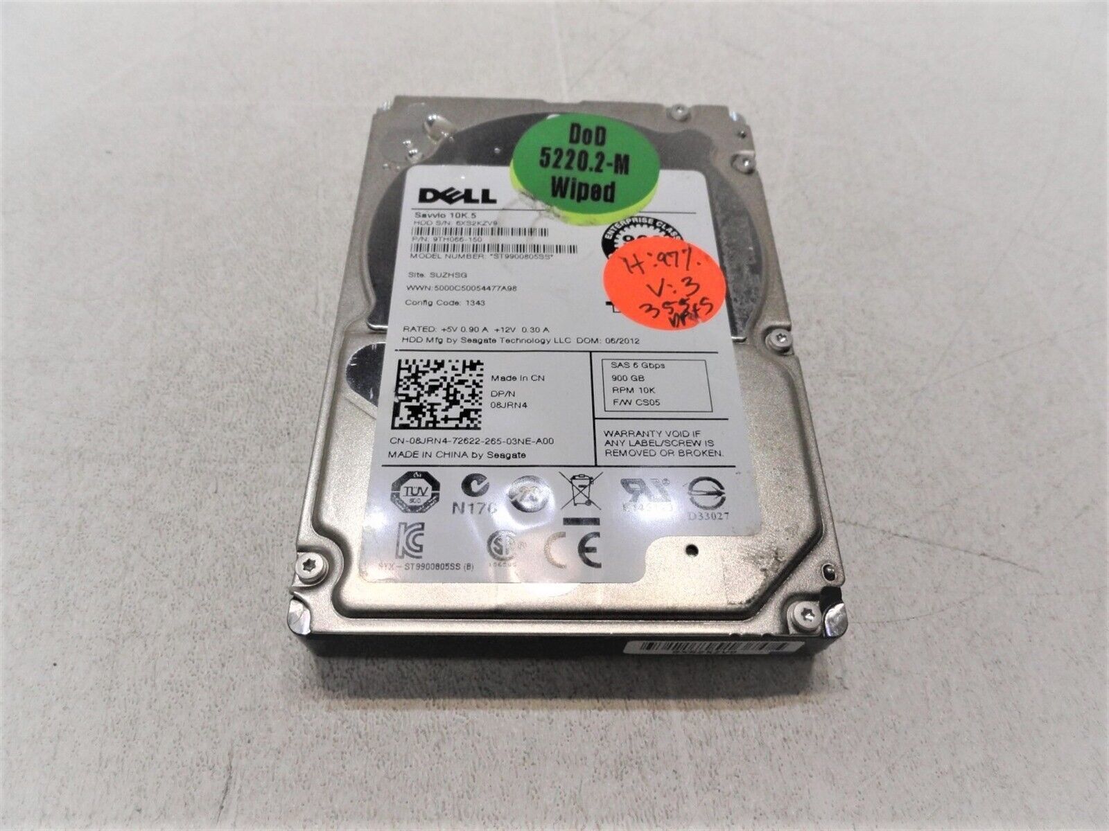 Dell Savvio 10K.5 ST9900805SS 8JRN4 900GB 2.5" SAS Hard Drive Defective AS-IS - $30.29