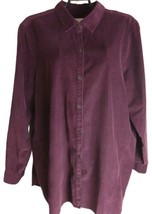 Corduroy J.Jill Shirt Size L Petite Purple Long Sleeve 100% Cotton - £11.85 GBP
