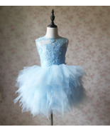 A-Line/Princess Knee-length Flower Girl Dres Blue Tulle/Lace Flowers Puf... - $65.99