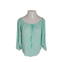 Allison Brittany Cute Boho Style Off Shoulder Blouse Shirt ~ Sz M ~ Sea Green - £14.17 GBP