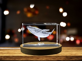 LED Base included | Ocean Symphony | Whale Design | 3D Engraved Crystal Keepsake - £31.85 GBP+