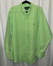 Polo Ralph Lauren Blake Button Down Shirt Lime Green Linen Long Sleeve M... - £17.36 GBP