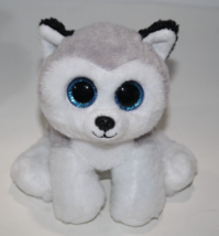 Ty Beanie Boos Buff Siberian Husky Plush 6&quot; Dog Puppy Grey Gray Blue Sparkle Eye - £7.74 GBP