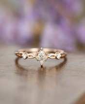 0.35 Ct Marquise &amp; Round Cut Cz 14K Rose Gold Plated Vintage Engagement Ring - $80.40