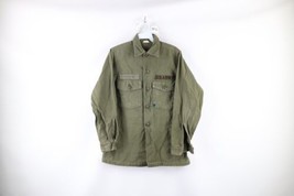 Vintage 60s Vietnam Era Mens 14.5 31 Faded Cotton Sateen OG 107 Button Shirt USA - £66.91 GBP