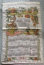 Vintage 1981 Calendar Linen Towel - $13.94