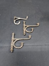 3 Ornate 1800s Coat Hat Hooks Paint Patina 1 Acorn Top Salvage Early  - £9.63 GBP