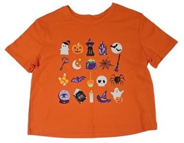 Girls Witch Ghost Cat Orange Short Sleeve Halloween T-Shirt Tee Shirt Sz... - £5.69 GBP