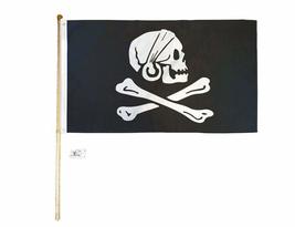 Ant Enterprises 5&#39; Wood Flag Pole Kit Wall Mount Bracket 3x5 Pirate Henr... - £26.48 GBP