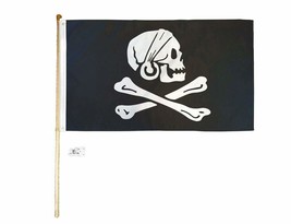 Ant Enterprises 5&#39; Wood Flag Pole Kit Wall Mount Bracket 3x5 Pirate Henr... - £26.84 GBP