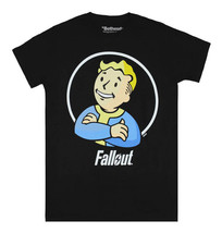 Fallout Video Game Vault Boy Short Sleeve Men&#39;s Black T-Shirt by Bethesda - £14.85 GBP