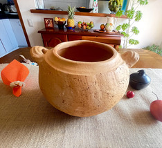 Terracotta Clay Soup Pot Earthen Crock Pot 4 Liters Unglazed Rustic 100%... - $84.50