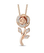 Enchanted Disney Belle Pendant Diamond Rose Pendant Rose Gold Rhodium Pl... - £82.66 GBP