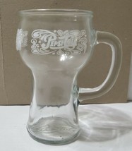 Pepsi Cola Vintage Mug with Handle Tall Drinking Glass Large 6&quot; White Logo   - £13.08 GBP
