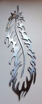 Fancy Feather - Metal Wall Art - Silver 16&quot; x 4&quot; - £25.04 GBP