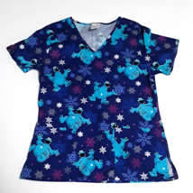 Sesame Street Cookie Monster Scrub Top Size X-SMALL Blue Pockets - £10.85 GBP