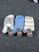 West Loop Cozy Socks Womens Sizes 4-10 LOT OF 3 Polar Bear, Blue, Brown Fuzzy  - £6.29 GBP