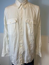 Matinique White Long Sleeve Button Down Shirt with Pockets, Men&#39;s Size L - $17.09