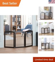 Expandable Freestanding Pet Dog Gate - 30&quot; Tall with Elegant Espresso Fi... - $110.99
