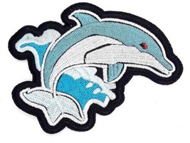 Leaping Dolphin Iron On Sew On Embroidered Patch 3&quot;x 2 3/4&quot; - $5.79