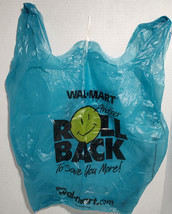 Vintage Walmart Blue Plastic Bag Movie Prop Roll Back Smiley Face 2001 - £7.40 GBP