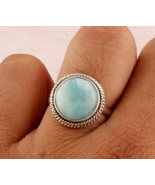 Larimar Ring 925 Sterling Silver Band Ring Statement Handmade Jewelry - £40.84 GBP