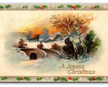 Raphael Tuck Winter Landscapes Joyous Christmas Embossed DB Postcard U10 - £3.10 GBP