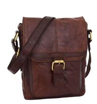 DR286 Real Leather Vintage Cross Body Bag Classic Brown - £46.19 GBP
