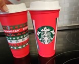 2 Starbucks Reusable Red Cups 16oz Christmas  Grande Holiday Siren Merma... - £10.19 GBP