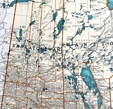Saskatchewan Manitoba Canada Map 1935 Provinces Hudson Bay 14 x 11&quot; LGAD99 - £39.32 GBP