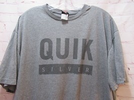 Quicksilver Heather Gray 2XL Men&#39;s shirt black brand spell-out on front - $13.50