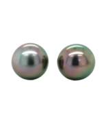 Fine Platinum Stud Earrings with 10.2mm Black Tahitian Pearls Jewelry (#... - $35,788.78 MXN