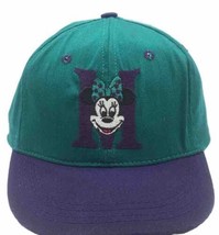VTG 90s Disney Store Minnie Mouse”M”Logo Snapback Youth Hat Teal/Purple Made USA - £9.15 GBP
