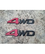Pair of 4WD Emblems Metal Alloy Construction 5&quot; X 1 1/4&quot; Red Black 4X4 S... - $29.89