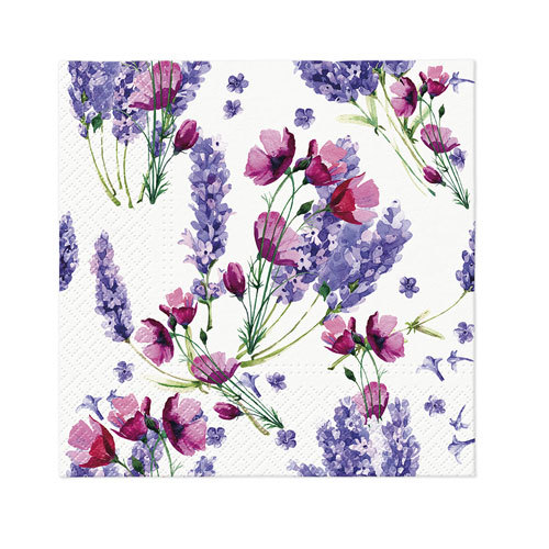 Paw Flower Printed Lunch Napkin 33cm - Lavender - $17.75