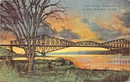 Canada~Quebec BRIDGE-Le Pont De QUEBEC-SUNSET VIEW~1933 Pstmk Postcard - £6.66 GBP