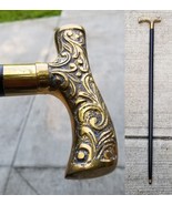 antique vintage cane WOOD &amp; BRASS strong ESTATE SALE 36&quot; - $54.99
