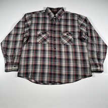 Vintage Wrangler Western Shirt Mens XL Black Gray Red Plaid Pearl Snaps ... - $18.69