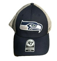 NWT New Seattle Seahawks &#39;47 Brand Logo Sherwick Contender Size L-XL FlexFit Hat - £19.74 GBP
