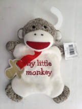 Baby Starters Sock Monkey My Little Monkey Lovey Plush Rattle Pacifier Holder 7” - £19.73 GBP