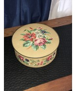 Vintage 1940s Guildcraft New York Floral Textured Round Sewing, Tin Cont... - £16.26 GBP
