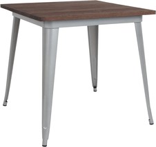 Flash Furniture Metal/Wood Colorful Restaurant Tables, 30.5 Inch, Silver - £188.71 GBP