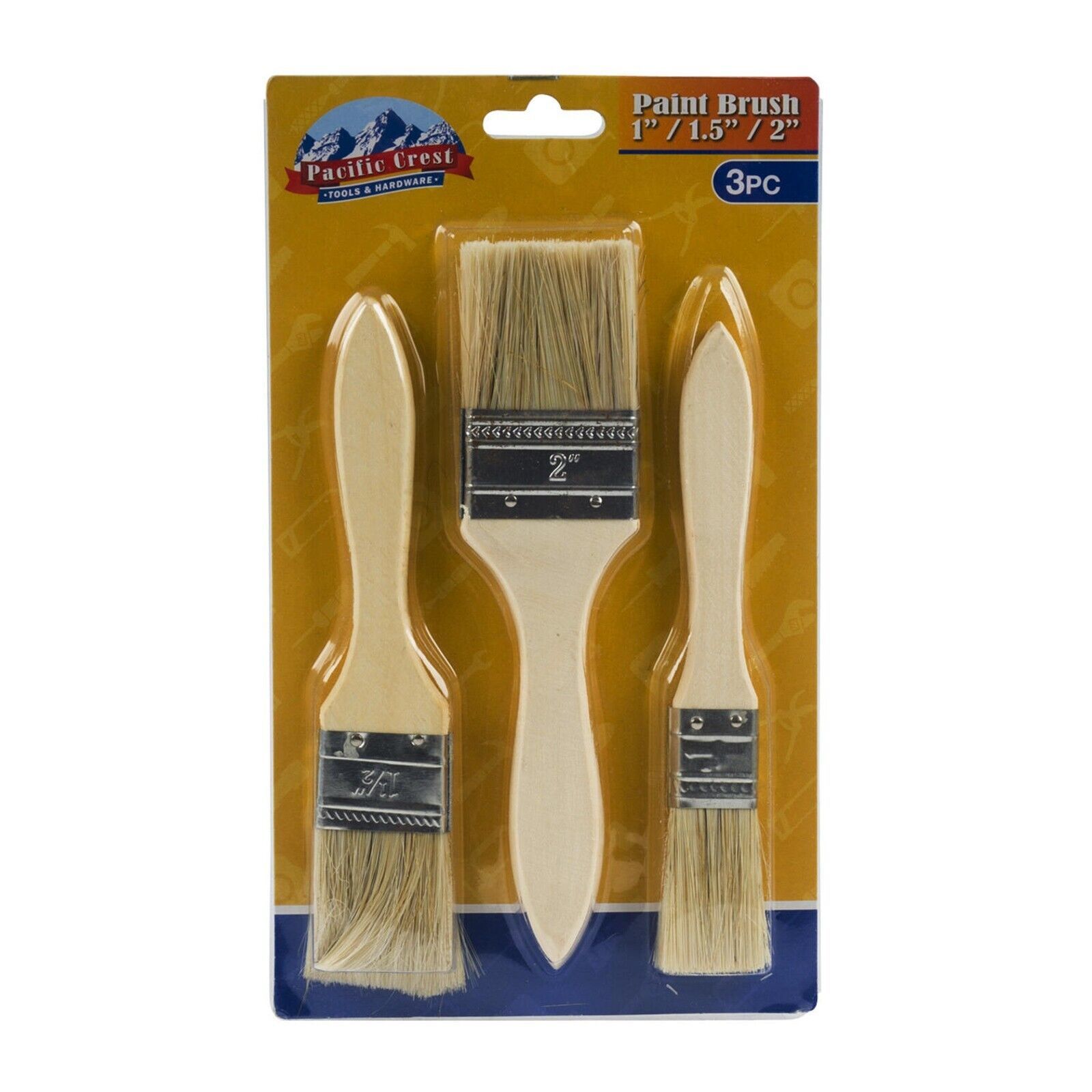 3 Piece Wooden Paint Brush Set - $2.95