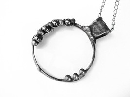 Magnifier Glass pendant hematite magnifying necklace magnifier necklace magnifie - £34.71 GBP