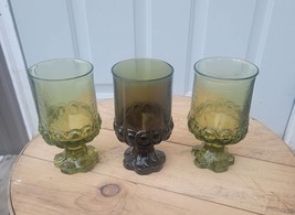 3 Tiffin Fransiscan Green Glasses. Two Light Green &amp; One Dark Green. 3&quot;W... - $16.00