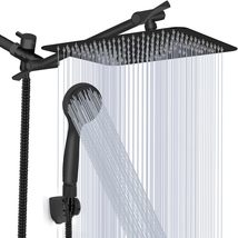 Shower Head, Kaqinu 8&#39;&#39; High Pressure Rainfall Shower Head/Handheld, Matt Black - £38.07 GBP